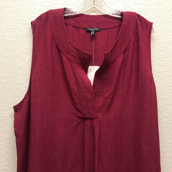EILEEN FISHER Linen Blend Sleeveless V-neck Tank - Picture 4 of 8